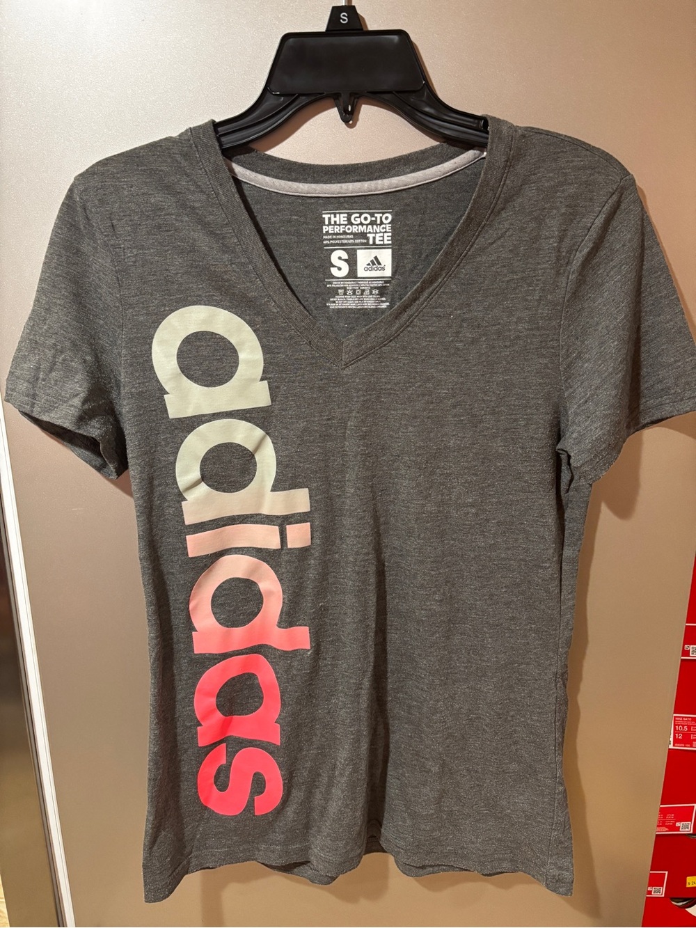 Size S- Adidas Branded Women’s Gray 60/40 Go-To Line V-Neck T-Shirt
